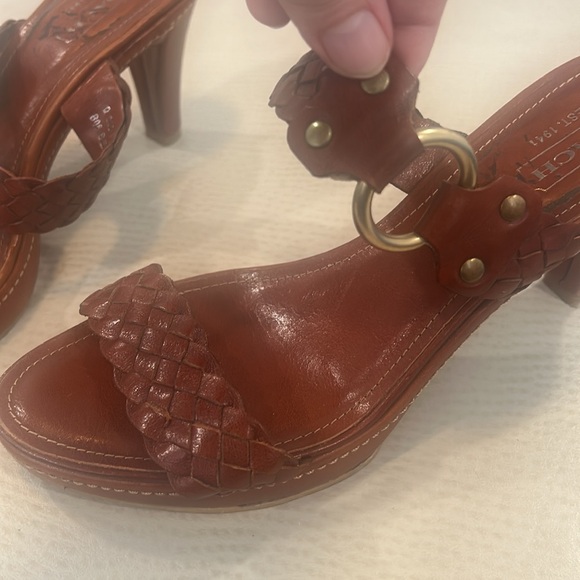 COACH Phebe brown braided Vachetta leather platform sandals - Picture 5 of 16